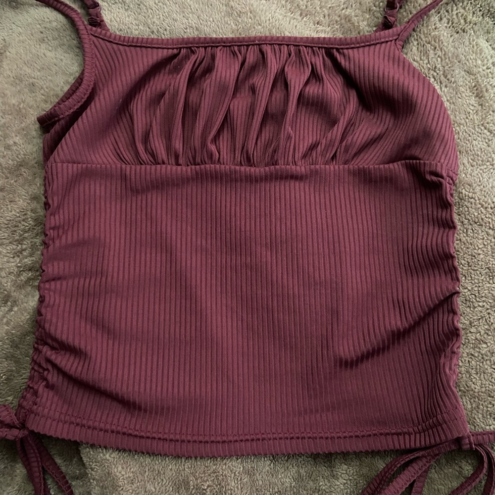 SHEIN Red Ruched Ribbed Camisole Top